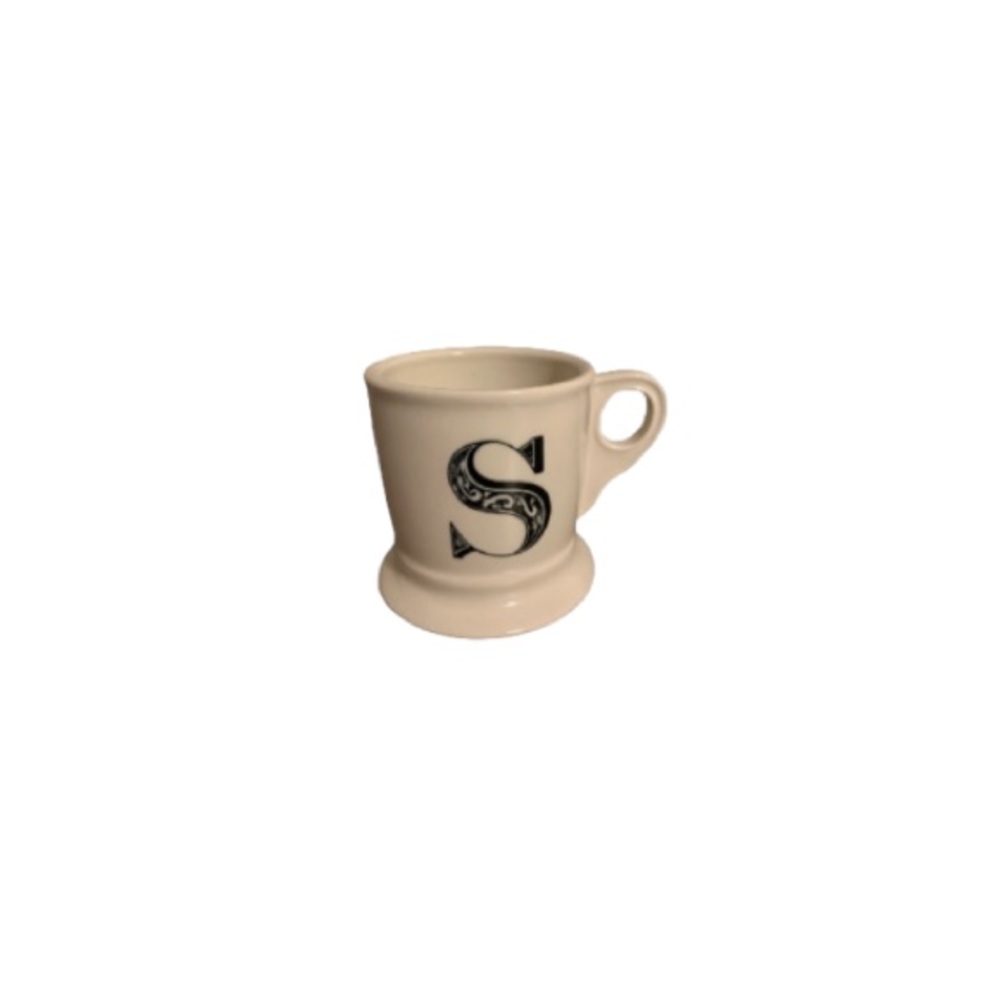 Anthropologie Cream and Black Ceramic Letter S Mug